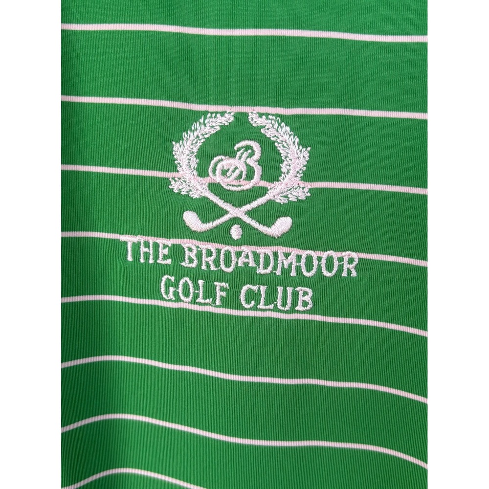 FootJoy Broadmoor Golf Club Polo Shirt Mens Large Green Striped ProDry L - Picture 3 of 8